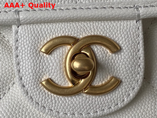 Chanel Large Backpack in White Grained Calfskin Gold Tone Metal As3662 Replica