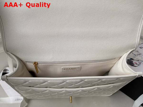 Chanel Large Backpack in White Grained Calfskin Gold Tone Metal As3662 Replica