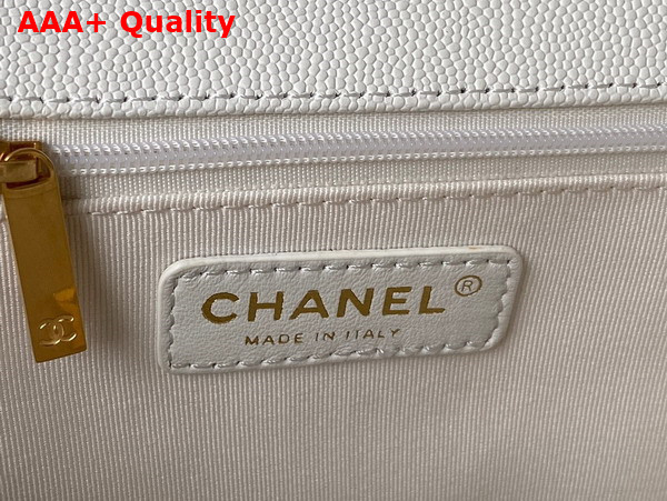 Chanel Large Backpack in White Grained Calfskin Gold Tone Metal As3662 Replica