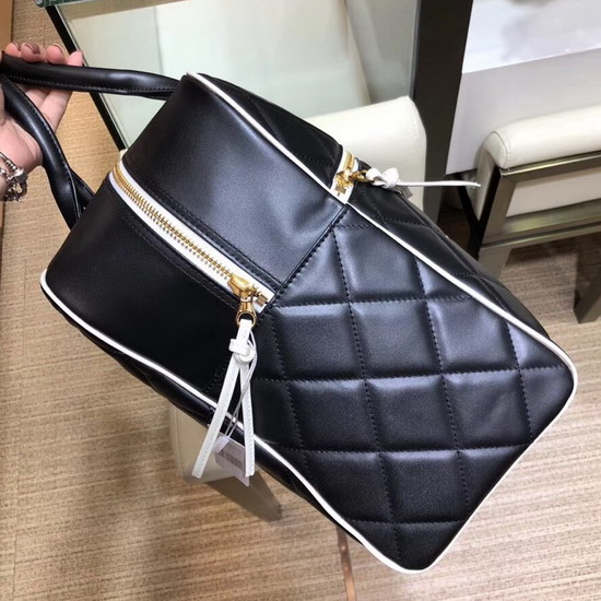 Chanel Large Bowling Bag in Black Calfskin