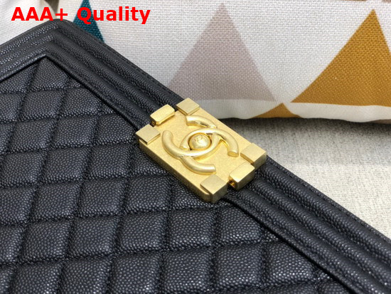 Chanel Large Boy Chanel Handbag Black Grained Calfskin Gold Metal A92193 Replica