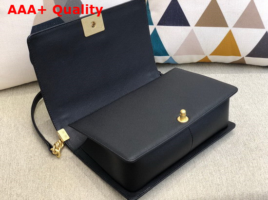 Chanel Large Boy Chanel Handbag Black Grained Calfskin Gold Metal A92193 Replica