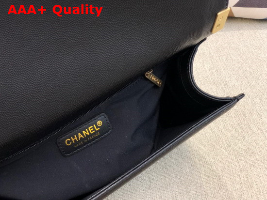 Chanel Large Boy Chanel Handbag Black Grained Calfskin Gold Metal A92193 Replica