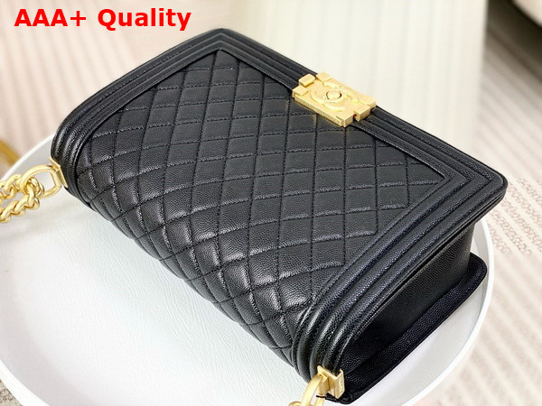 Chanel Large Boy Chanel Handbag in Black Grained Calfskin Gold Tone Metal Ref A92193 Replica