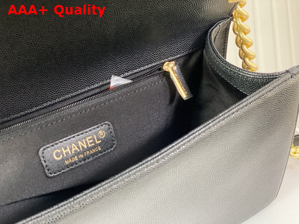 Chanel Large Boy Chanel Handbag in Black Grained Calfskin Gold Tone Metal Ref A92193 Replica