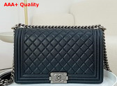 Chanel Large Boy Chanel Handbag in Black Grained Calfskin Ruthenium Finish Metal Ref A92193 Replica