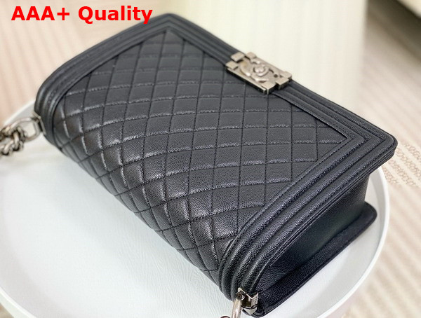 Chanel Large Boy Chanel Handbag in Black Grained Calfskin Ruthenium Finish Metal Ref A92193 Replica