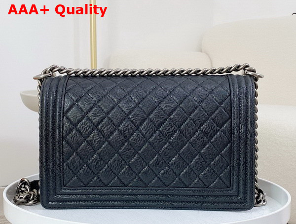 Chanel Large Boy Chanel Handbag in Black Grained Calfskin Ruthenium Finish Metal Ref A92193 Replica