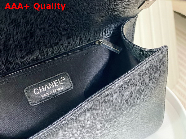 Chanel Large Boy Chanel Handbag in Black Grained Calfskin Ruthenium Finish Metal Ref A92193 Replica