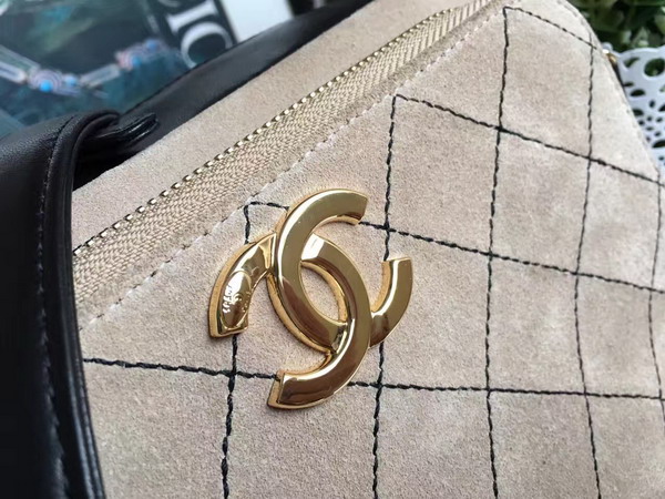 Chanel Large Camera Case in Beige Suede Calfskin Gold Hardware for Sale