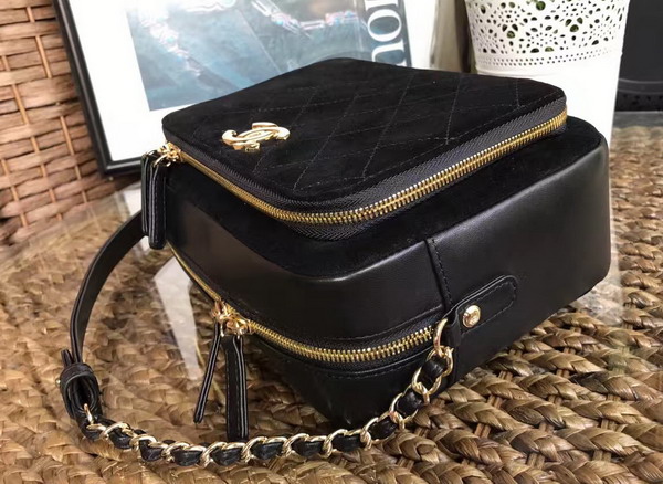 Chanel Large Camera Case in Black Suede Calfskin Gold Hardware for Sale