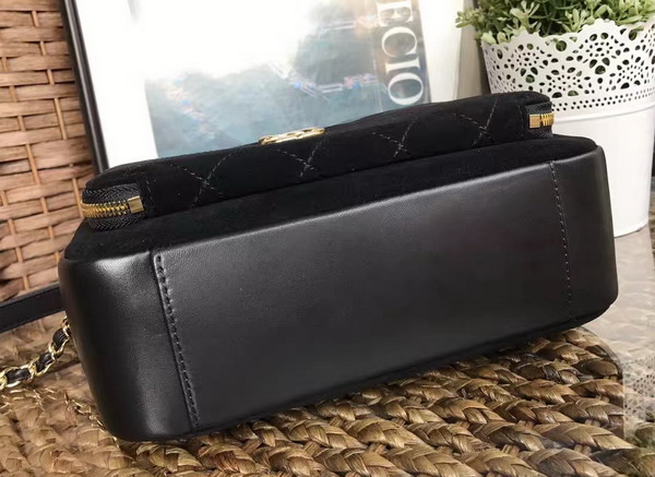 Chanel Large Camera Case in Black Suede Calfskin Gold Hardware for Sale