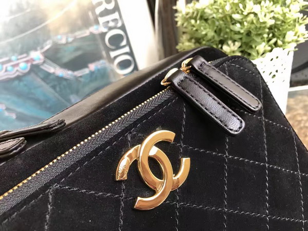 Chanel Large Camera Case in Black Suede Calfskin Gold Hardware for Sale