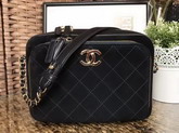 Chanel Large Camera Case in Black Suede Calfskin Gold Hardware for Sale