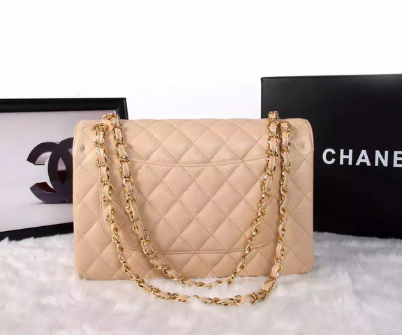 Chanel Large Classic Caviar Flap Bag Apricot Gold Chain for Sale