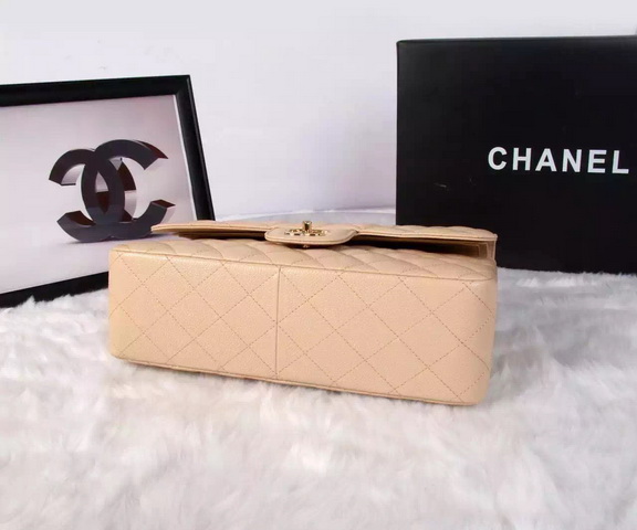 Chanel Large Classic Caviar Flap Bag Apricot Gold Chain for Sale