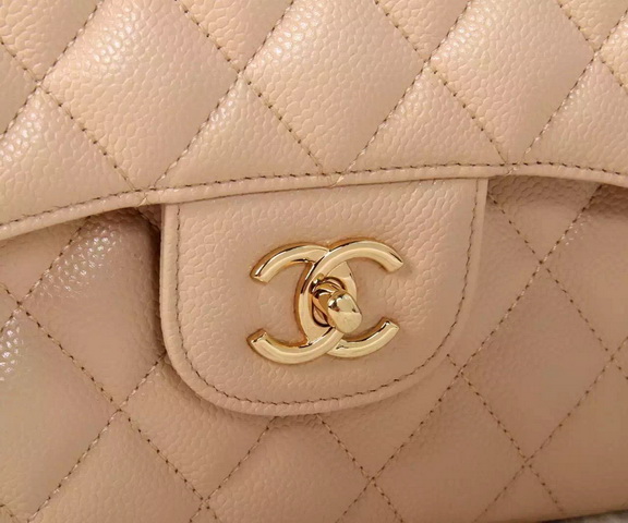 Chanel Large Classic Caviar Flap Bag Apricot Gold Chain for Sale