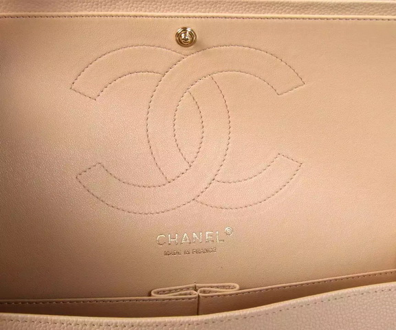 Chanel Large Classic Caviar Flap Bag Apricot Gold Chain for Sale