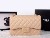 Chanel Large Classic Caviar Flap Bag Apricot Gold Chain for Sale