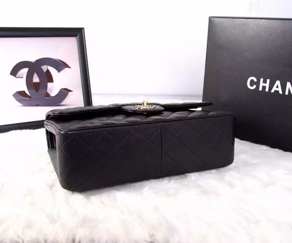 Chanel Large Classic Caviar Flap Bag Black Gold Chain for Sale