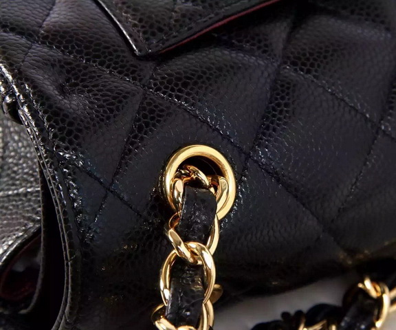 Chanel Large Classic Caviar Flap Bag Black Gold Chain for Sale