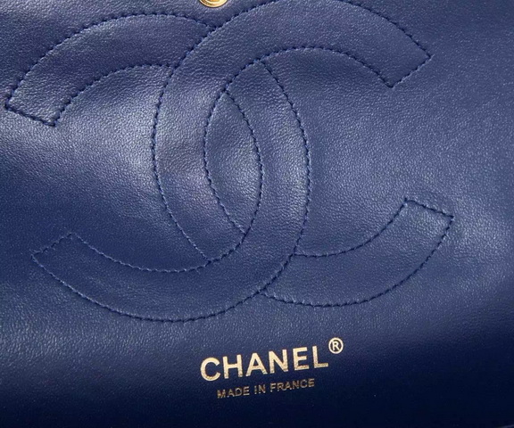 Chanel Large Classic Caviar Flap Bag Blue Gold Chain for Sale