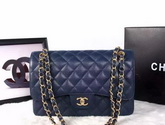 Chanel Large Classic Caviar Flap Bag Blue Gold Chain for Sale