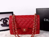 Chanel Large Classic Caviar Flap Bag Red Gold Chain for Sale