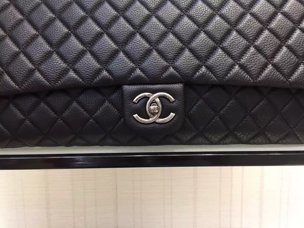 Chanel Large Classic Flap Bag Metallic Calfskin Black for Sale