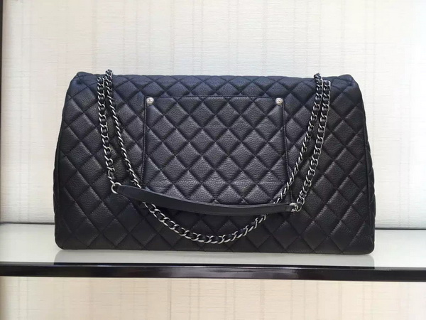 Chanel Large Classic Flap Bag Metallic Calfskin Black for Sale