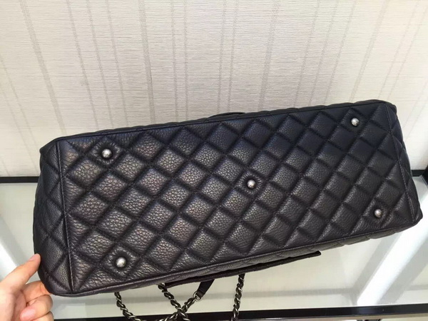 Chanel Large Classic Flap Bag Metallic Calfskin Black for Sale