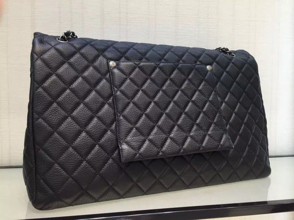 Chanel Large Classic Flap Bag Metallic Calfskin Black for Sale