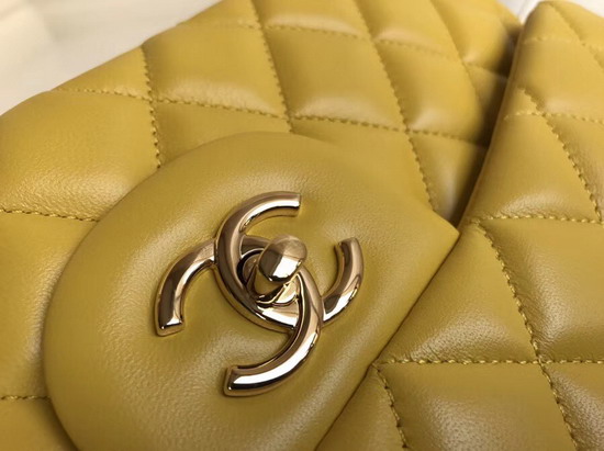 Chanel Large Classic Flap Bag Yellow Quilted Lambskin Gold Tone Metal