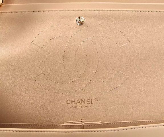 Chanel Large Classic Flap Bag in Apricot Quilted Lambskin with Gold Chain for Sale