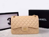 Chanel Large Classic Flap Bag in Apricot Quilted Lambskin with Gold Chain for Sale