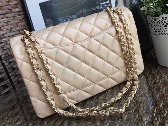 Chanel Large Classic Flap Bag in Beige with Gold Hardware