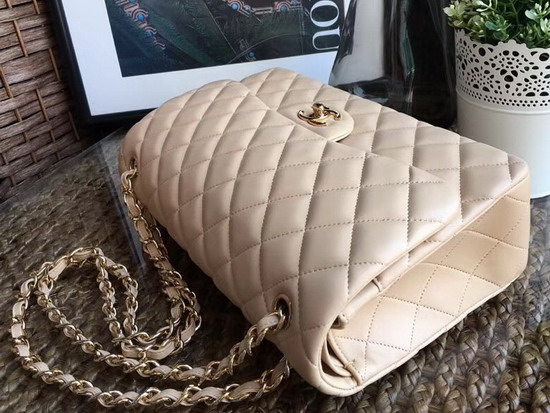 Chanel Large Classic Flap Bag in Beige with Gold Hardware