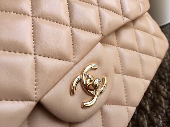 Chanel Large Classic Flap Bag in Beige with Gold Hardware