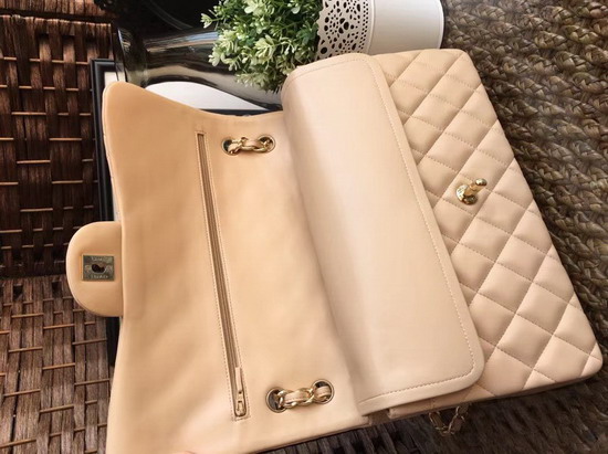 Chanel Large Classic Flap Bag in Beige with Gold Hardware