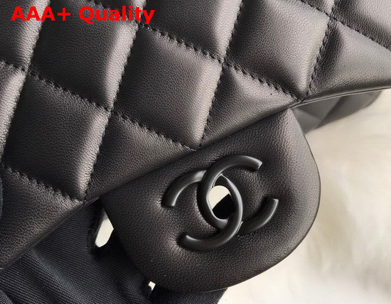 Chanel Large Classic Flap Bag in Black Lambskin with Black Hardwares Replica