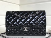 Chanel Large Classic Flap Bag in Black Patent Leather