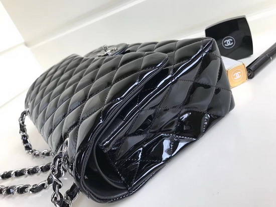 Chanel Large Classic Flap Bag in Black Patent Leather