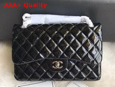 Chanel Large Classic Flap Bag in Black Patent Leather with Silver Hardware Replica