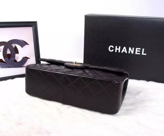 Chanel Large Classic Flap Bag in Black Quilted Lambskin with Gold Chain for Sale