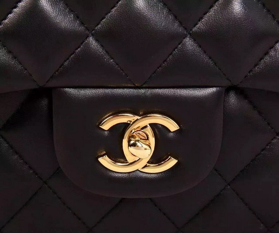 Chanel Large Classic Flap Bag in Black Quilted Lambskin with Gold Chain for Sale