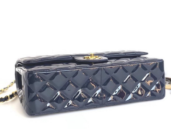 Chanel Large Classic Flap Bag in Blue Patent Leather