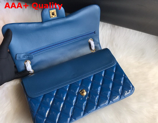 Chanel Large Classic Flap Bag in Blue Patent Leather Replica