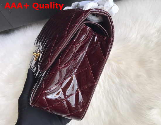 Chanel Large Classic Flap Bag in Bordeaux Patent Leather Replica