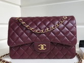 Chanel Large Classic Flap Bag in Burgundy Lambskin Gold Hardware