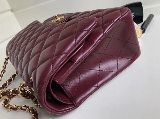 Chanel Large Classic Flap Bag in Burgundy Lambskin Gold Hardware